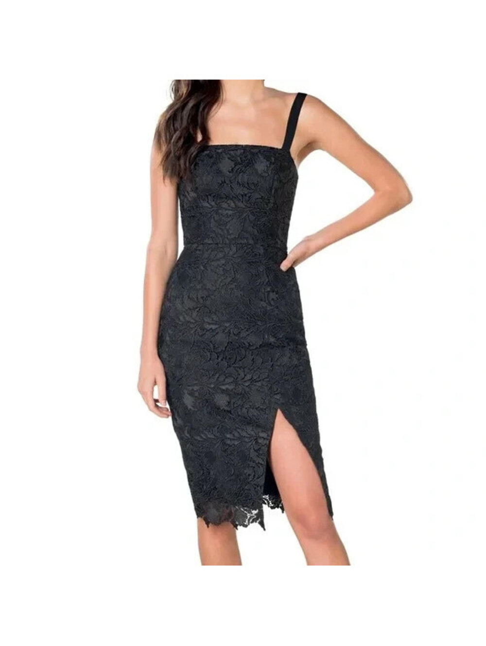 NEW, Dress the Population Katya Lace Square-Neck in Black Size M #MD2454